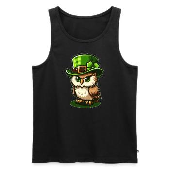 Süße St. Patrick's Day Eule mit Zylinder - Männer Premium Bio Tank Top - Schwarz - Vorne - Michal (187cm)