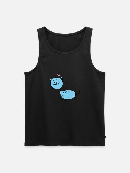 Strichmännchen Katze (b) - Männer Premium Bio Tank Top -