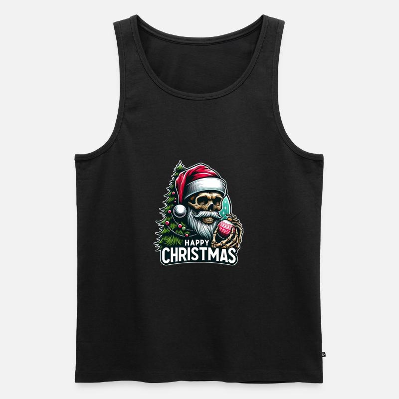Weihnachtsmann Skull mit Christbaumkugel - Männer Premium Bio Tank Top - undefined