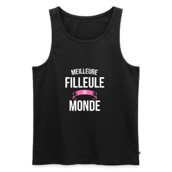 Meilleure Filleule du monde femme - Débardeur bio Premium Homme - noir - Devant - Michal (187cm)