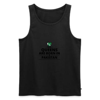 GESCHENK QUEENS LOVE FROM PAKISTAN - Männer Premium Bio Tank Top - Schwarz - Vorne - AI Model Male 178 light (178cm)