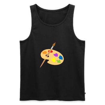 maler painter pinsel paint farbe artist color colo - Männer Premium Bio Tank Top - Schwarz - Vorne - Michal (187cm)