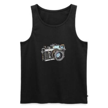 Dessin rétro de caméra - Débardeur bio Premium Homme - noir - Devant - AI Model Male 178 light (178cm)