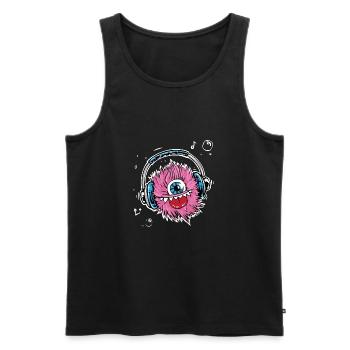 Monster,Kopfhörer,musik,singen - Männer Premium Bio Tank Top - Schwarz - Vorne - Michal (187cm)
