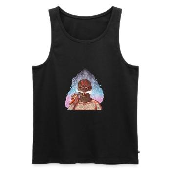 Vape Gangster mit Tattoos und Sturmhaube - Männer Premium Bio Tank Top - Schwarz - Vorne - AI Model Male 178 light (178cm)
