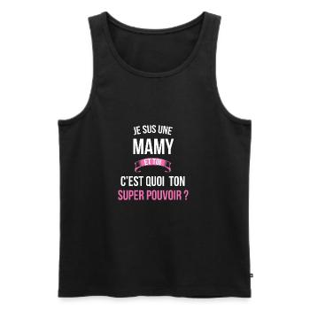 Mamy super pouvoir femme - Débardeur bio Premium Homme - noir - Devant - Michal (187cm)