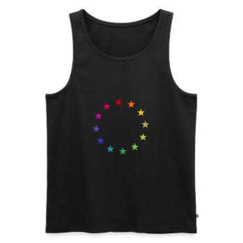 Europa Sterne bunt - Männer Premium Bio Tank Top - Schwarz - Vorne - Michal (187cm)