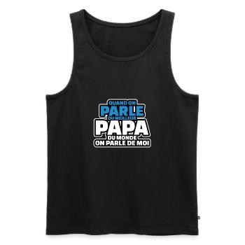 on parle du meilleur papa du monde on parle de moi - Débardeur bio Premium Homme - noir - Devant - Michal (187cm)