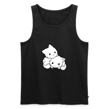 chat, chaton, mignon - Débardeur bio Premium Homme - noir - Devant - Michal (187cm)