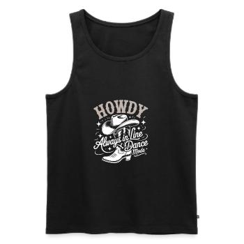 Howdy Always Danse en ligne avec stetson et bottes - Débardeur bio Premium Homme - noir - Devant - AI Model Male 178 light (178cm)