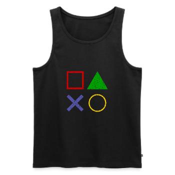 Gamepad Tasten Used Look - Männer Premium Bio Tank Top - Schwarz - Vorne - AI Model Male 178 light (178cm)