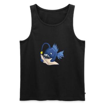 Tiefsee Anglerfisch Mit Buch - Männer Premium Bio Tank Top - Schwarz - Vorne - AI Model Male 178 light (178cm)