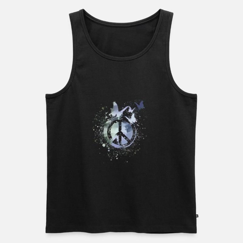 peace, friede,graffiti,bunt,schmetterlinge,grau - Männer Premium Bio Tank Top - Schwarz