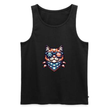 Cool cat with sunglasses and bandana - Men's Premium Organic Tank Top - black - Front - Michal (187cm)