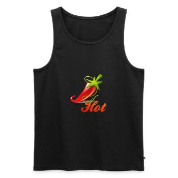 Chili Peperoni Hot Scharf Koch - Männer Premium Bio Tank Top - Schwarz - Vorne - Michal (187cm)
