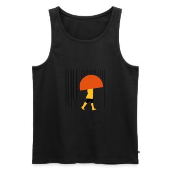 Mensch im Regen - Minimal - Männer Premium Bio Tank Top - Schwarz - Vorne - AI Model Male 178 light (178cm)