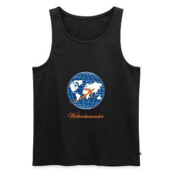 Weltenbummler - Geschenk Reise - Männer Premium Bio Tank Top - Schwarz - Vorne - AI Model Male 178 light (178cm)