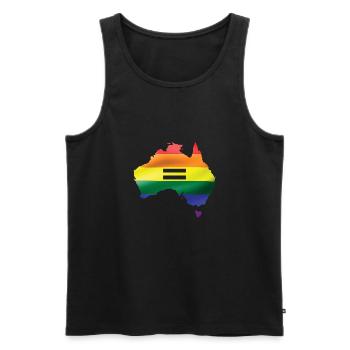 Lgbtq Pride Rainbow Flag Australien Karte - Männer Premium Bio Tank Top - Schwarz - Vorne - Michal (187cm)