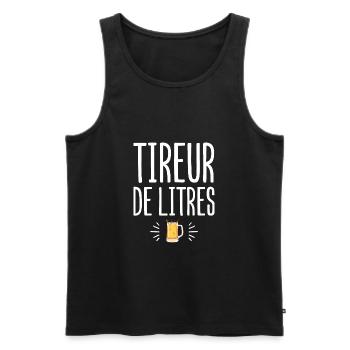 Tireur de litres cadeau humour alcool bière homme - Débardeur bio Premium Homme - noir - Devant - Michal (187cm)