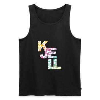 KJELL - Beautiful boy name with cute dinosaurs - Men's Premium Organic Tank Top - black - Front - Michal (187cm)