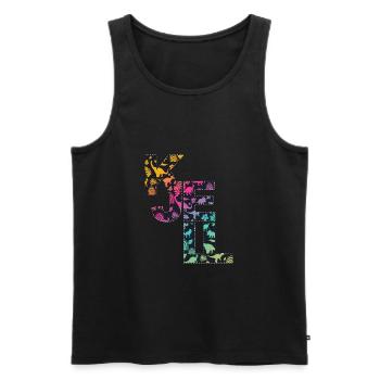 KJELL - Beautiful boy name with cute dinosaurs - Men's Premium Organic Tank Top - black - Front - Michal (187cm)