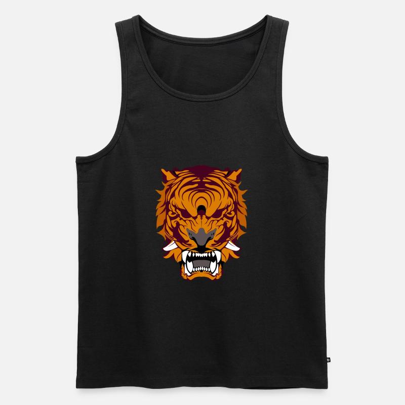 Brüllender Tiger - Männer Premium Bio Tank Top - Schwarz
