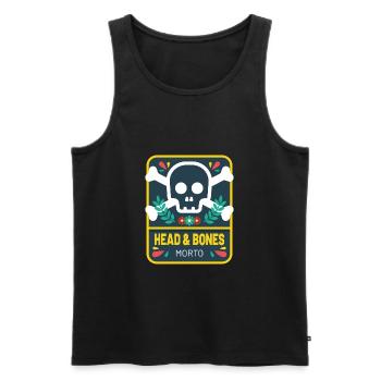 Head and bones flowers - Men's Premium Organic Tank Top - black - Front - Michal (187cm)