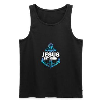 Jesus ist mein Anker - Männer Premium Bio Tank Top - Schwarz - Vorne - Michal (187cm)
