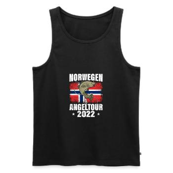 Norwegen Angeltour 2022 Angeltrip nach Norwegen - Männer Premium Bio Tank Top - Schwarz - Vorne - Michal (187cm)