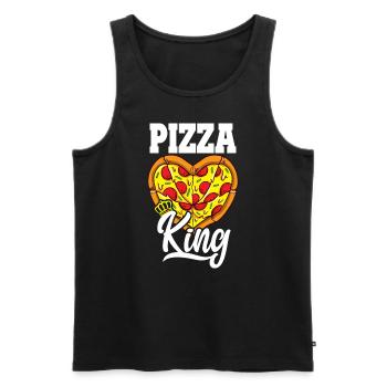 Drôle de pizza amateur Pizza King Foodie - Débardeur bio Premium Homme - noir - Devant - Michal (187cm)