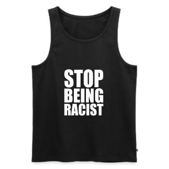 Stop being racist - Débardeur bio Premium Homme - noir - Devant - AI Model Male 178 light (178cm)