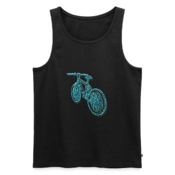 VTT, vélo, vélo, lignes, bleu - Débardeur bio Premium Homme - noir - Devant - AI Model Male 178 light (178cm)