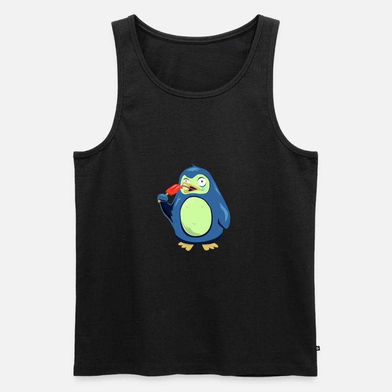 Frozen Pinguin isst Eis - Männer Premium Bio Tank Top - Schwarz