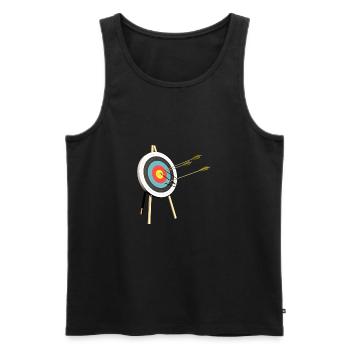 archery arrow bow crossbow target sports24 - Men's Premium Organic Tank Top - black - Front - AI Model Male 178 light (178cm)