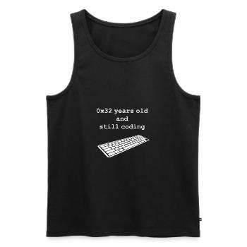 50th birthday: 0x32 years old and still coding - Männer Premium Bio Tank Top - Schwarz - Vorne - Michal (187cm)