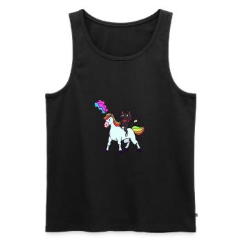 Cat rides unicorn - Men's Premium Organic Tank Top - black - Front - AI Model Male 178 light (178cm)