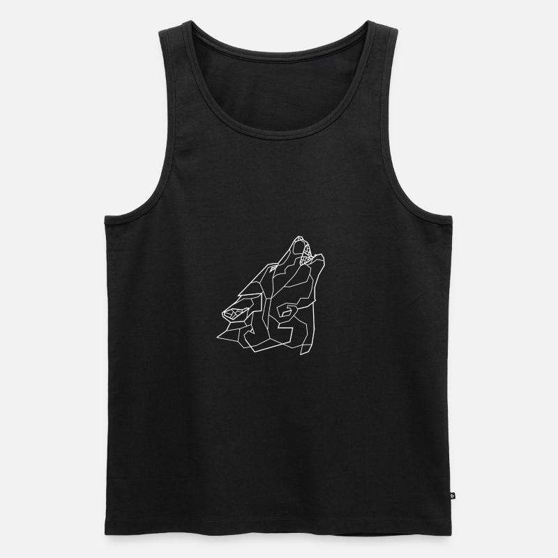 Heulender Wolf - weiß - Männer Premium Bio Tank Top - Schwarz