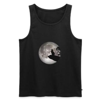 Pleine lune loup-garou chien loup hurlement loup Pup - Débardeur bio Premium Homme - noir - Devant - AI Model Male 178 light (178cm)