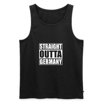 Shop Straight Outta Germany Design - Männer Premium Bio Tank Top - Schwarz - Vorne - Michal (187cm)