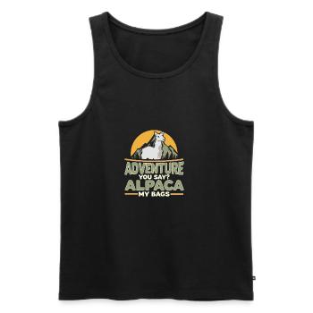 Adventure you say alpaca my bags travel shirt - Men's Premium Organic Tank Top - black - Front - AI Model Male 178 light (178cm)