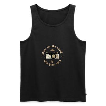 show me the world - Men's Premium Organic Tank Top - black - Front - Michal (187cm)