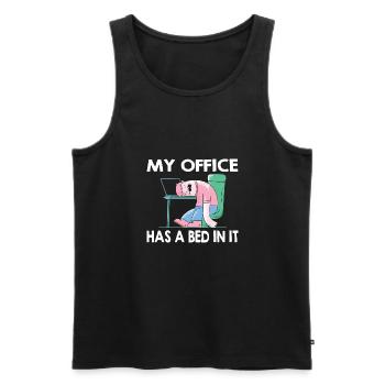Mon bureau a un lit dedans - Home Office Humour - Débardeur bio Premium Homme - noir - Devant - AI Model Male 178 light (178cm)
