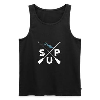 SUP - Männer Premium Bio Tank Top - Schwarz - Vorne - Michal (187cm)