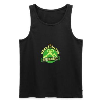 Nerds unter Naturschutz. - Geschenk - Männer Premium Bio Tank Top - Schwarz - Vorne - Michal (187cm)