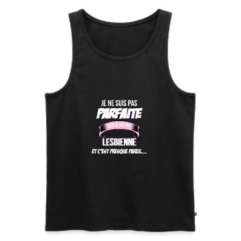 lesbienne cadeau humour - Débardeur bio Premium Homme - noir - Devant - Michal (187cm)