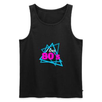 I love 80s - Männer Premium Bio Tank Top - Schwarz - Vorne - AI Model Male 178 light (178cm)