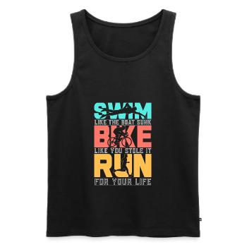 Triathlon Swim Bike Run Retro Triathlète - Débardeur bio Premium Homme - noir - Devant - Michal (187cm)