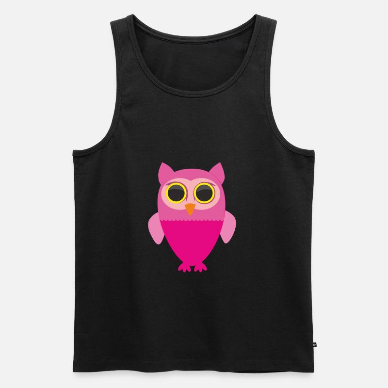 Rosa Eule - Männer Premium Bio Tank Top - Schwarz