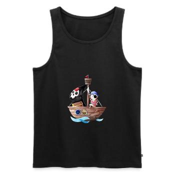 Kleiner Pirat mit seinem Schiff - Männer Premium Bio Tank Top - Schwarz - Vorne - AI Model Male 178 light (178cm)