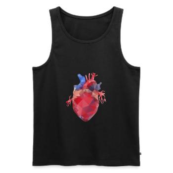 Coeur bas poly - Débardeur bio Premium Homme - noir - Devant - Michal (187cm)